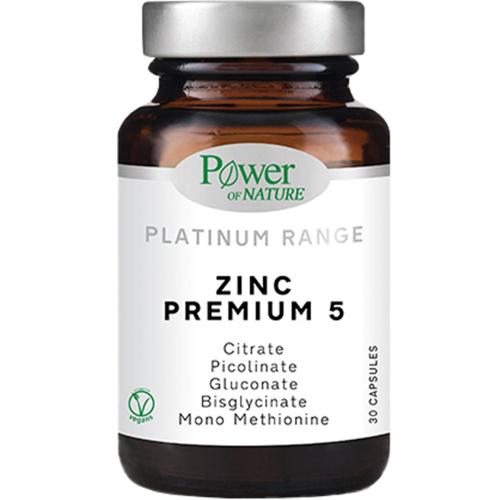 Power of Nature Platinum Range Zinc Premium 5 Συμπλήρωμα Διατροφής με Ψευδάργυρο & Χαλκό για την Φυσιολογική Λειτουργία του Ανοσοποιητικού Συστήματος 30caps